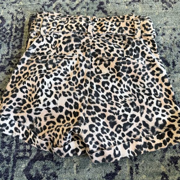 New without Tags Express Leopard Print Paper Bag Shorties with Tie-Belt Detail - Picture 2 of 9